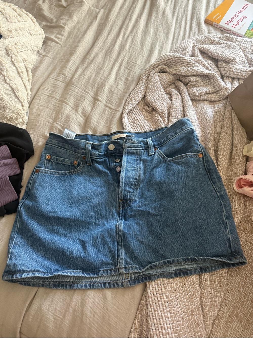 LEVIS Blue Denim Mini Skirt - Women's Classic Casual